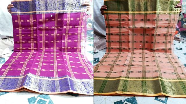 Pure Cotton Tant Handloom Jaquard Design Sarees смотреть онлайн