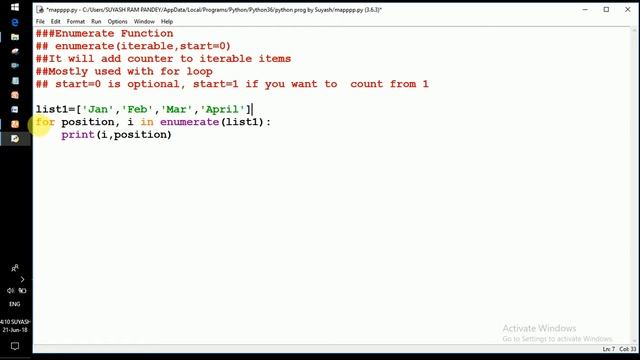 Lec 015 Enumerate function in Python смотреть онлайн