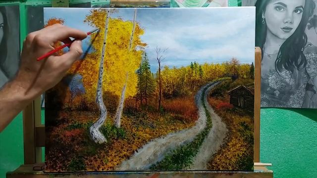 Осенний пейзаж маслом|autumn landscape oil смотреть онлайн