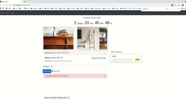Auctioning Web App Demo (Django & Angular) смотреть онлайн