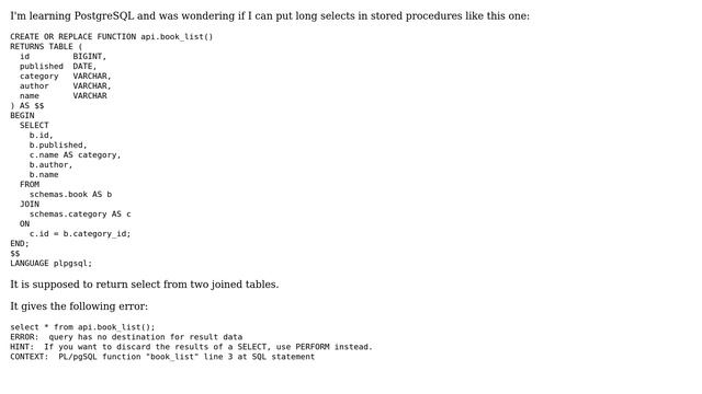 Databases: PostgreSQL Return Joined Results of Select смотреть онлайн