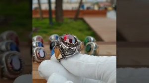 Перстень броский мужской из натурального настоящего серебра с красивым красным камнем