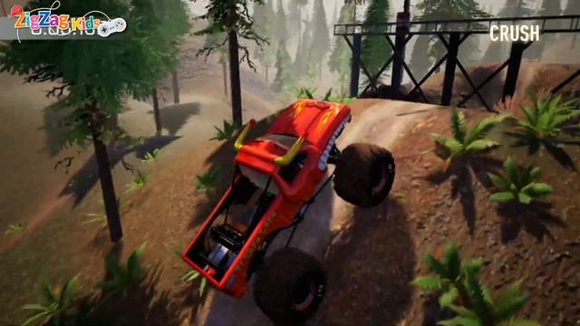 Monster Jam Crush It! | Hill Climb Episode 2 The Florest Stunt | ZigZag Kids HD смотреть онлайн