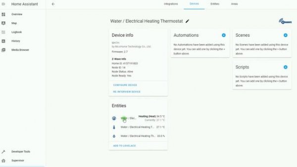 MCOhome Heating Thermostat in Home Assistant