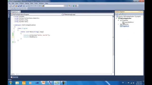 Урок языка программирования c# (си шарп) №2 - Visual C# №2 Hello World! Visual Studio 2010 смотреть онлайн