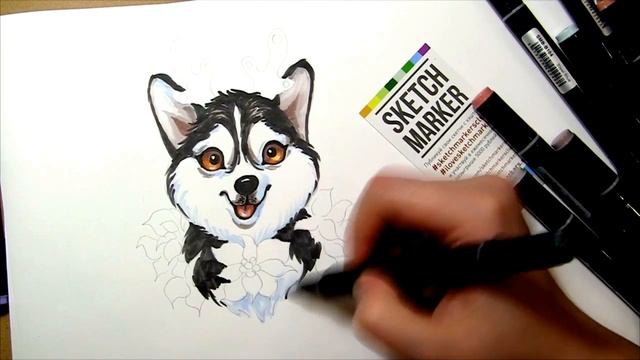 Рисую маркерами Милого Хаски смотреть онлайн