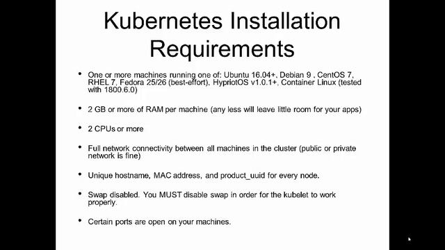 Kubernetes Installation Requirements