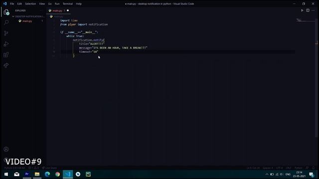 #9:-DESKTOP NOTIFICATION SYSTEM IN PYTHON | CODE TO INFINITY смотреть онлайн