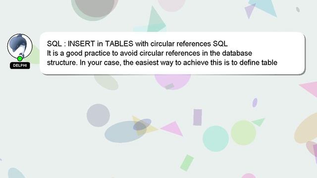 SQL : INSERT in TABLES with circular references SQL смотреть онлайн