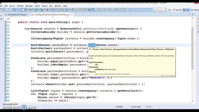 Hibernate 5:Selecting values from mutilple roots in CriteriaQuery смотреть онлайн