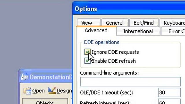 Microsoft Office Access 2003 Set OLE or DDE preferences смотреть онлайн
