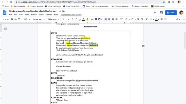 Shakespeare Word Analysis Worksheet смотреть онлайн