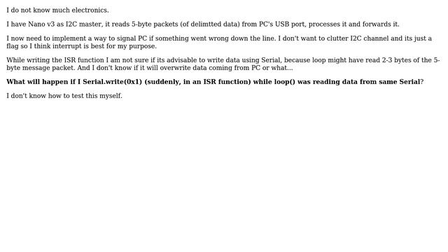 Arduino: Is it advisable to use Serial.write in an ISR when loop() routinely uses Serial.read? смотреть онлайн