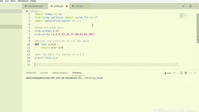 Fit a desired function(curve) to the given data using Python смотреть онлайн