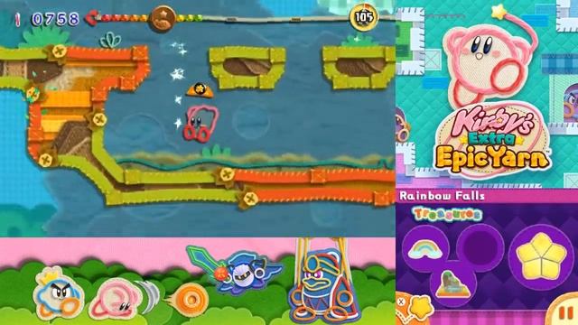 Kirbys Extra Epic Yarn Devilish Mode - World 1: Grass Land - No Damage 100 Walkthrough