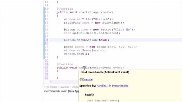Java Tutorial 53 JavaFX   GUI   Button with Event Handler