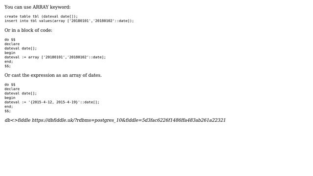 Databases: POSTGRES declaring variable containing date array in functions (2 Solutions!!) смотреть онлайн