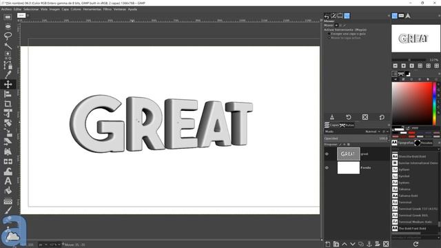GIMP 2.10 Efectos de texto ▶▶ 8. Letras en 3D con GMIC смотреть онлайн