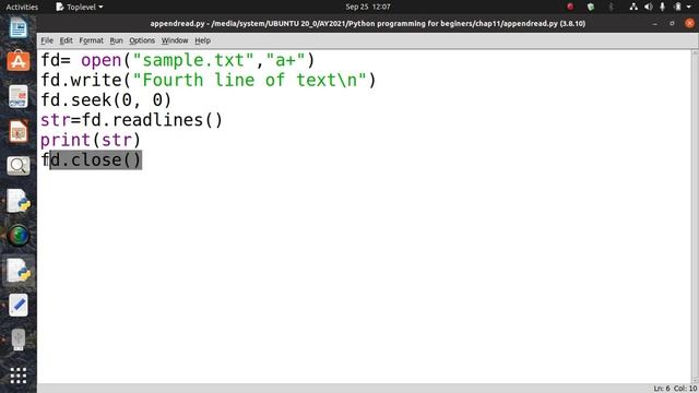 11.7.1 Python file append and read example смотреть онлайн
