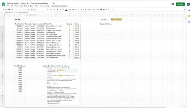 FILTER Function in Google Sheets смотреть онлайн
