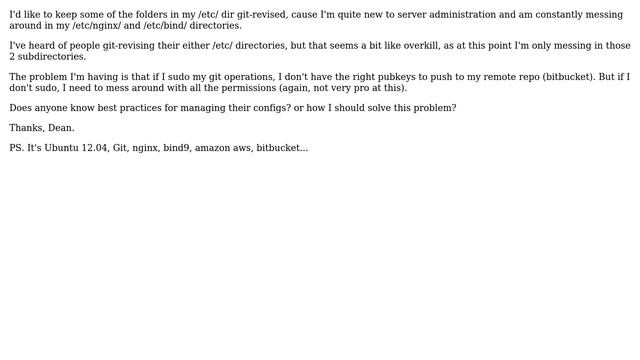 How can I git-revise configs in my /etc/ dir? (sudo has different keys..)? смотреть онлайн