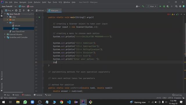 Creating a simple calculator program in java using methods. смотреть онлайн