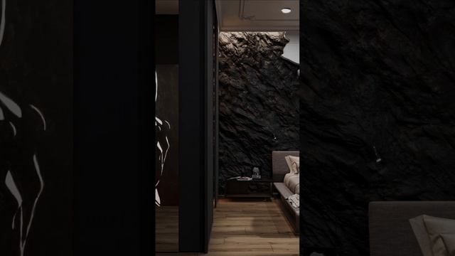 Элегантный дизайн проект комнаты в тёмных тонах. смотреть онлайн