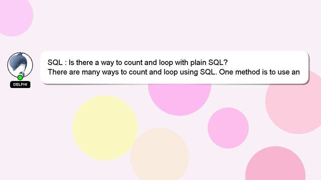 SQL : Is there a way to count and loop with plain SQL? смотреть онлайн