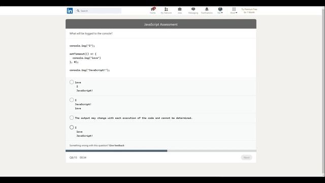 Javascript LinkedIn Assessment with all Answers and Badge in End смотреть онлайн