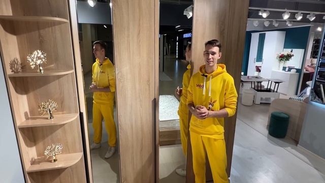 Распашной шкаф высотой 236 см - две секции: с полками и штангой. Обзор шкафа ШД907 от Эльба Мебель смотреть онлайн