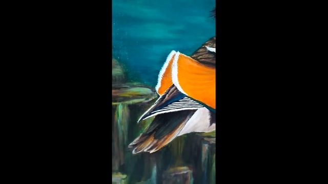 Утка Мандаринка Картина Маслом, Символ Семейного Счастья Уточка Мандаринка, 30х40, ValeriaJStudio смотреть онлайн