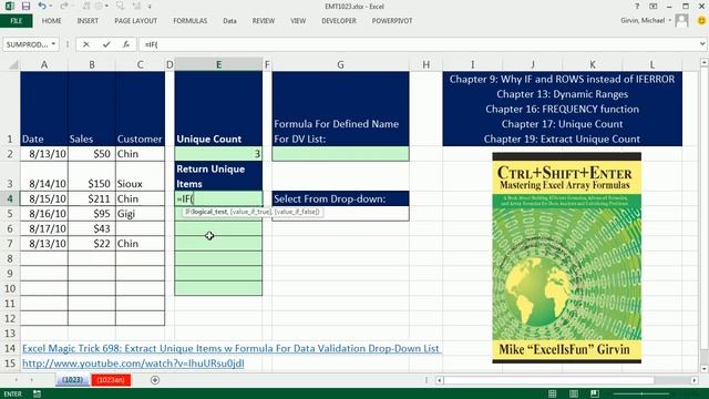 Excel Magic Trick 1023: Extract Unique List of Names For Dynamic Data Validation Dropdown List смотреть онлайн
