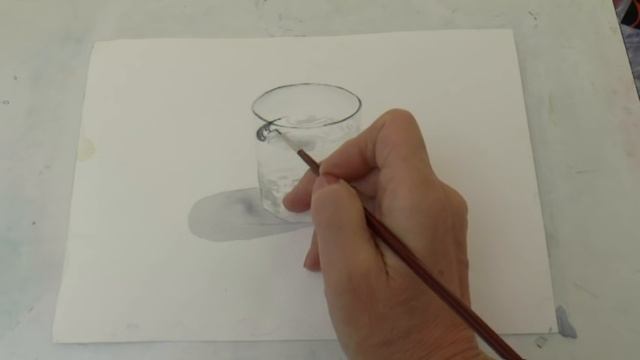 Акварель. Стакан с водой. Glass Of Water In Watercolour