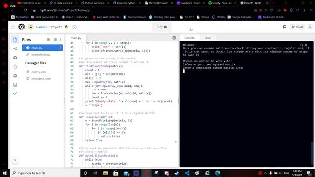 Stochastic Matrix [python] смотреть онлайн