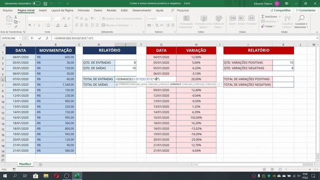 Como somar números positivos ou negativos no Excel смотреть онлайн