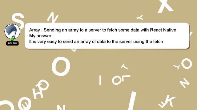 Array : Sending an array to a server to fetch some data with React Native смотреть онлайн