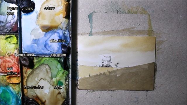 How to draw and paint ACEO SKETCH CARD Full Real time watercolor by Nil Rocha смотреть онлайн