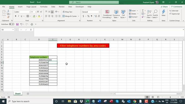 Filter telephone numbers by area codes in Excel смотреть онлайн