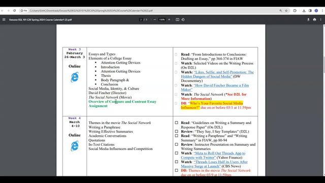 Overview of Module 3 Week 3: EGL 101 C20 Spring 2024 смотреть онлайн