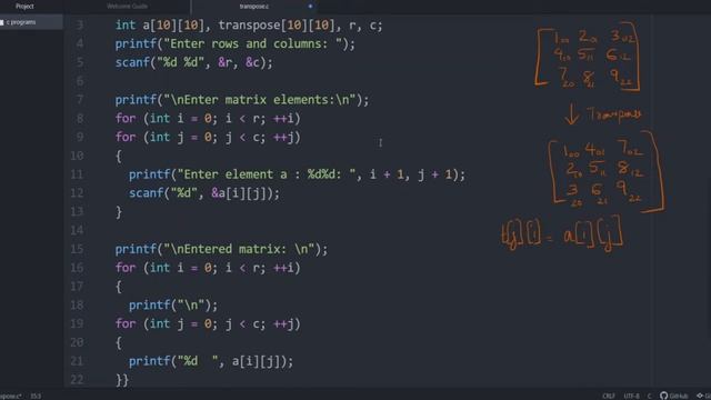 Video 34: Finding transpose of a matrix смотреть онлайн