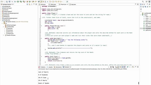 Intro to Java Week 6 Coding Assignment Card Game War смотреть онлайн
