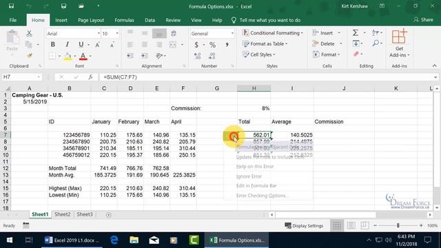 Microsoft Excel 2019: Formulas Options смотреть онлайн