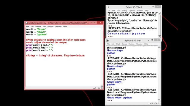 Python Day 2: "Aesthetic Print, String manipulation, indexes, end=" смотреть онлайн