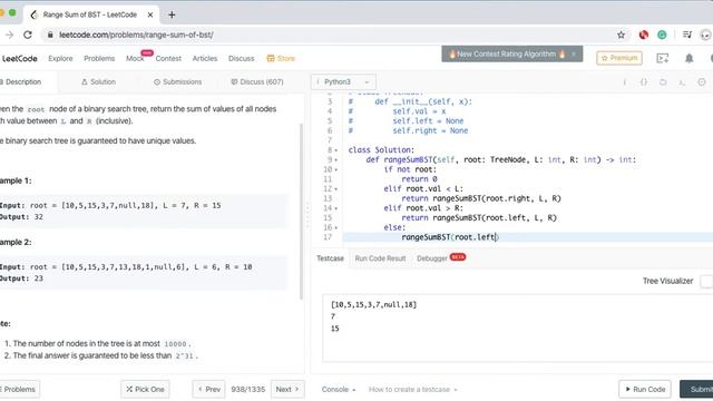 Leetcode - 938. Range Sum of BST - Python смотреть онлайн