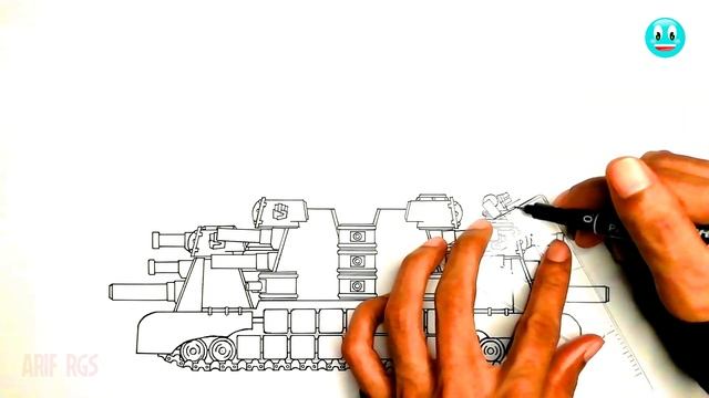 How To Draw Cartoon Tank KV-44M Last Upgrade | HomeAnimations - Cartoons About Tanks