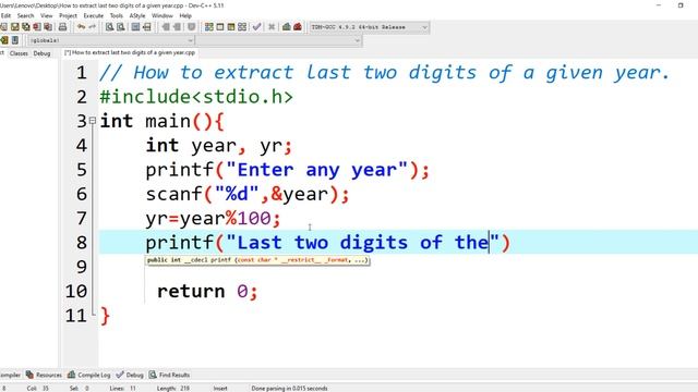 How to extract last two digits of a given year using C programming language. смотреть онлайн
