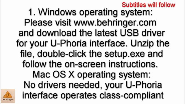 Behringer U-PHORIA UMC202HD Quick Start Guide / Subtitles смотреть онлайн