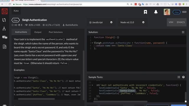 PASV: Задачи JavaScript. Codewars. Sleigh Authentication смотреть онлайн