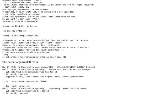 Unix & Linux: Can not install xrdp using apt-get on debian 8.5 (tinkeboard os) (Arm) смотреть онлайн