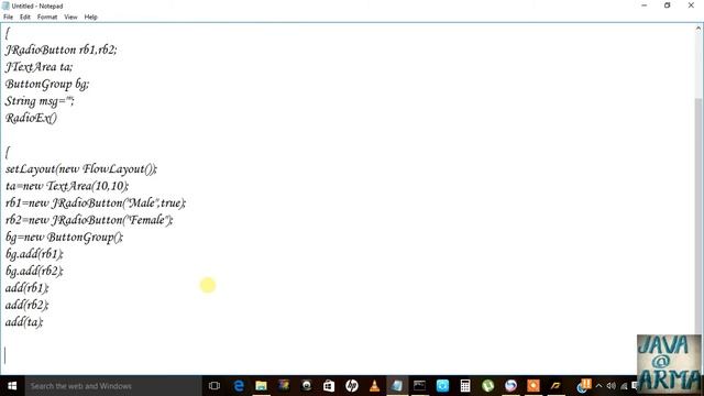 swing in java - RadioButton example смотреть онлайн